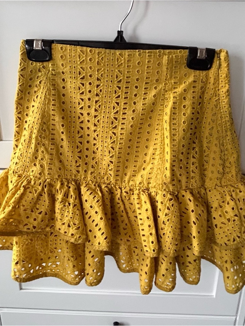 Zara Yellow Eyelet Ruffle Mini Skirt - Picture 3 of 4